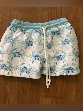 Saving Grace Blue Crab Print Swim Shorts 12/18mo